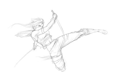 female fighting poses drawing|female ninja drawing.